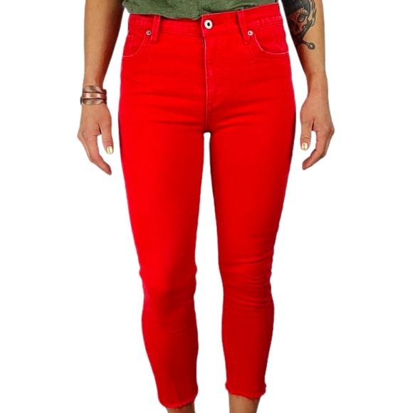 Lucky Brand BRIDGETTE SKINNY 2/26x23 Red  Raw Hem - Picture 1 of 7
